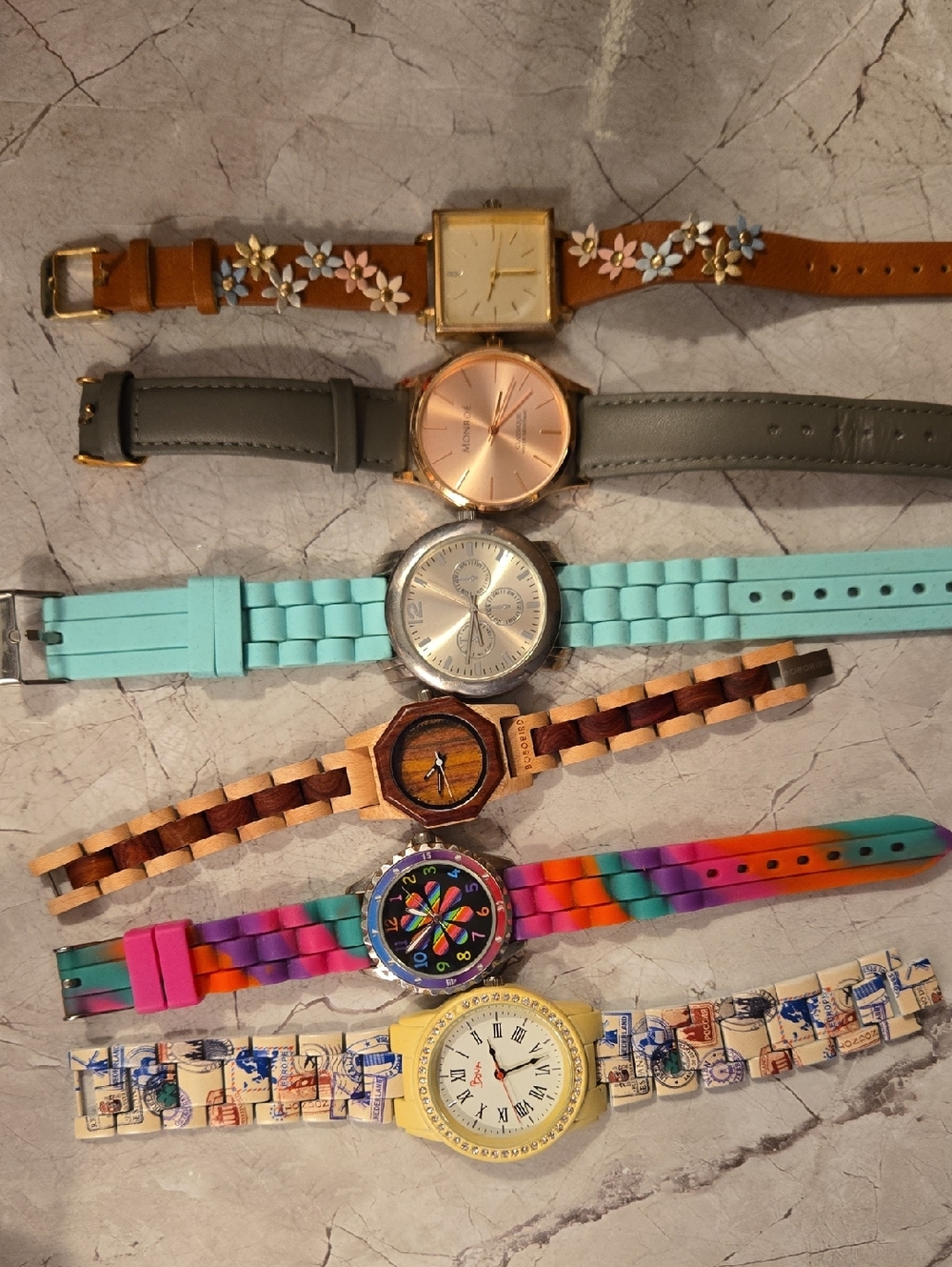 Assorted Colorful Silicone and Leather Watches - Mixed Styles - Picture 2 of 2